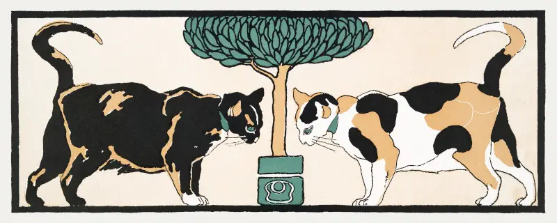 Cats under a tree by Edward Penfield
